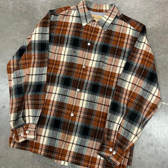 Vintage 50's Penney's Towncraft Loop Collar Flannel Medium - Picture 2 of 8